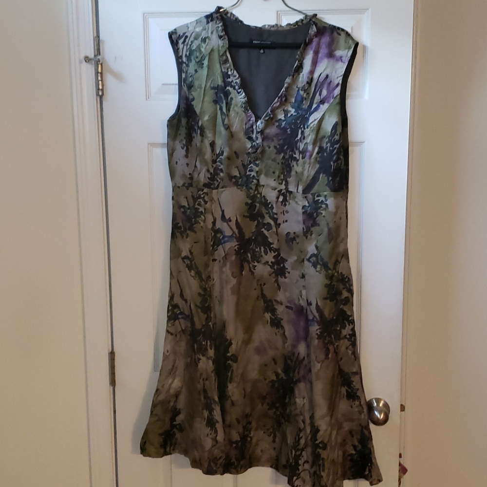 Jones New York💐 floral silk midi A-line dress